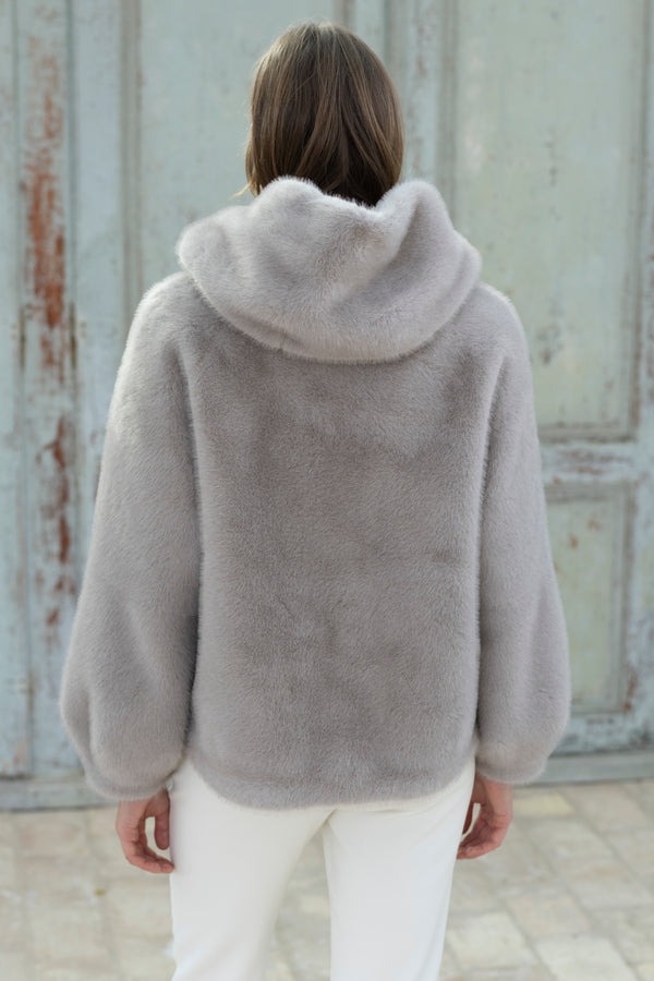 Hongo  ight grey Faux fur jacket,