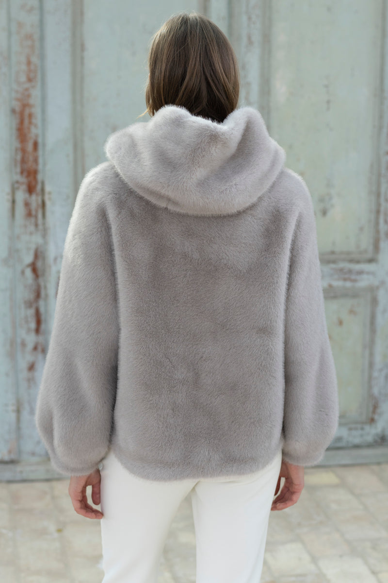 Hongo  ight grey Faux fur jacket,