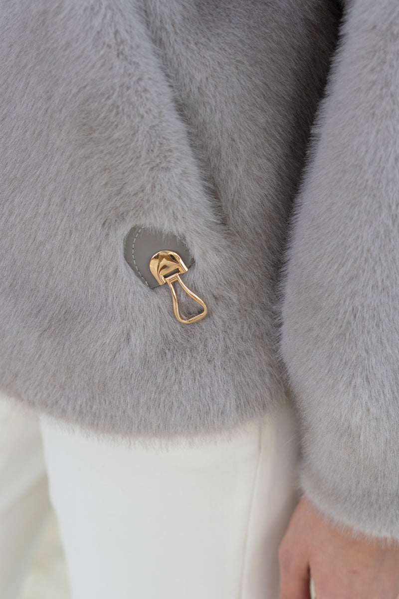 Hongo  ight grey Faux fur jacket,