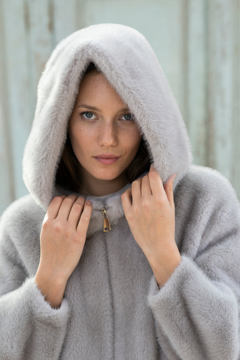 Hongo  ight grey Faux fur jacket,