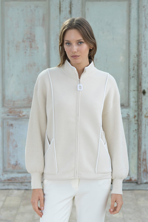 Hongo cream zip-up jacket