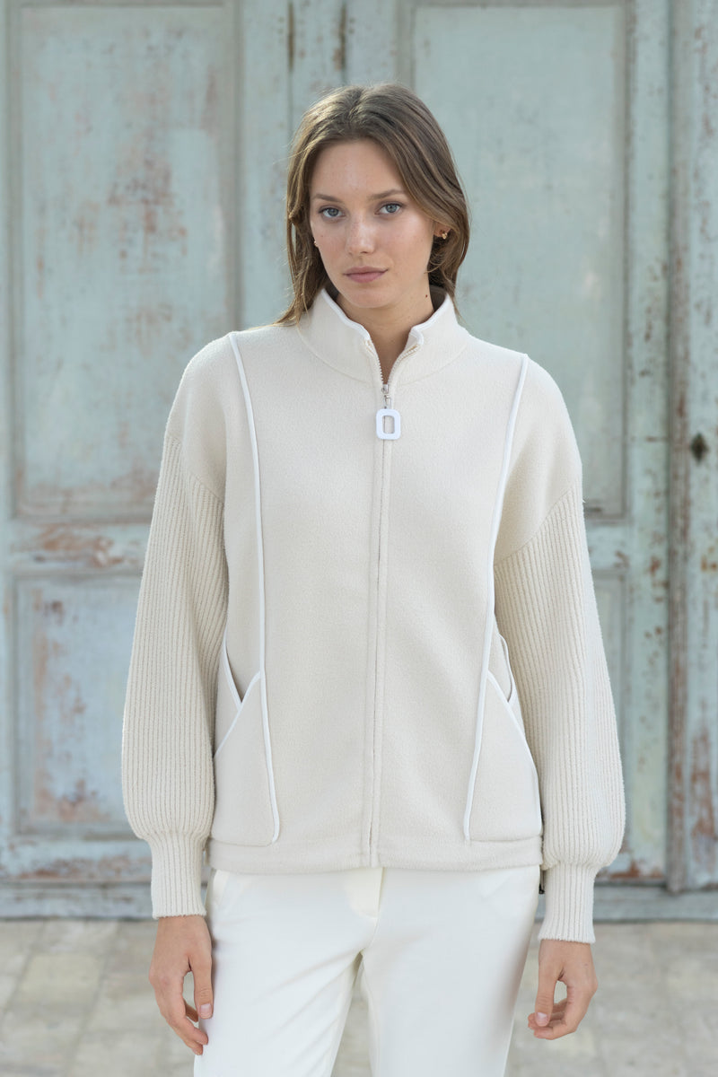 Hongo cream zip-up jacket