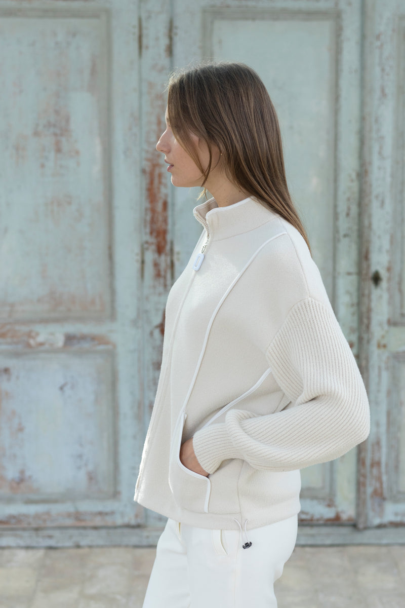Hongo cream zip-up jacket