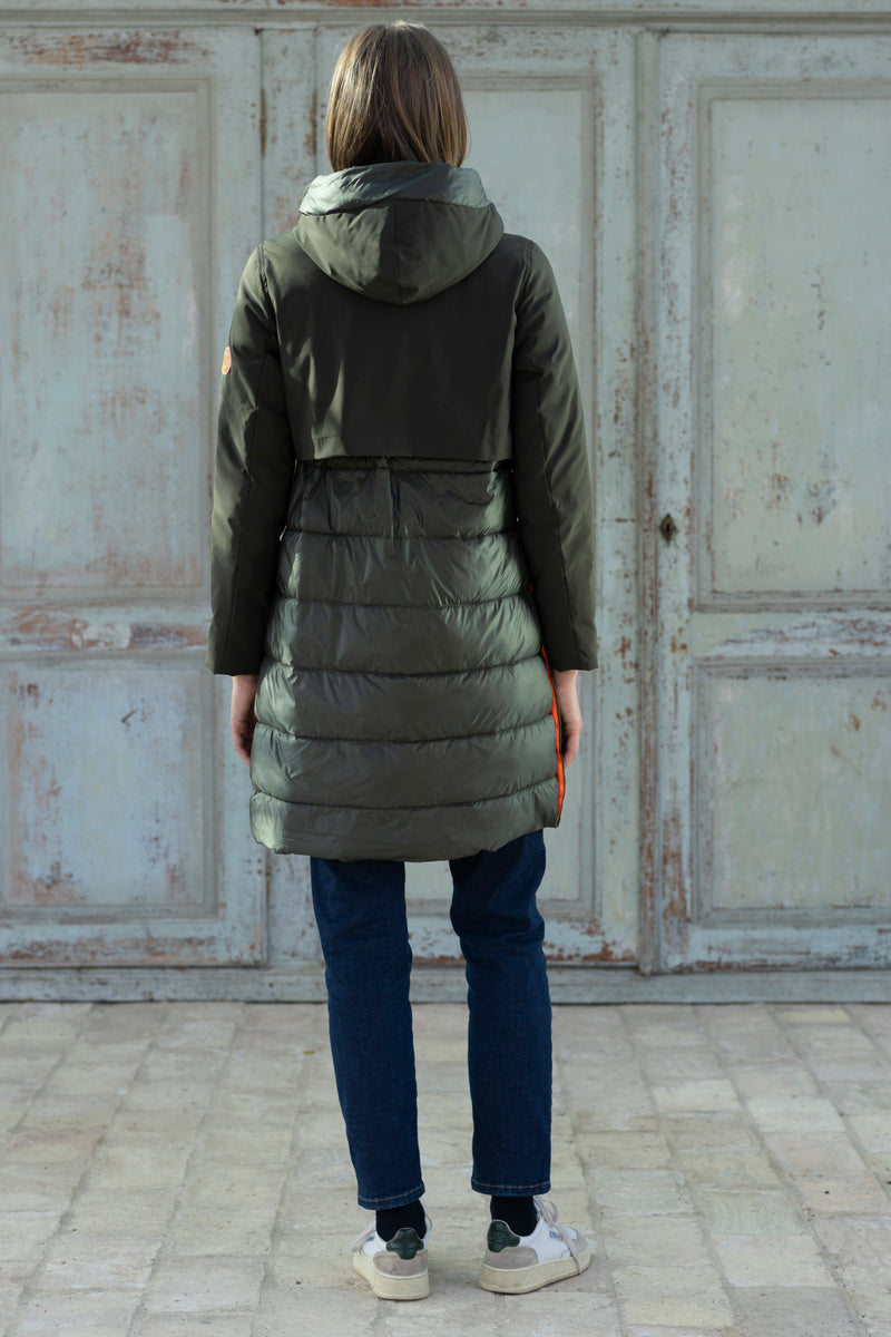 Hongo kacki green coat with hood
