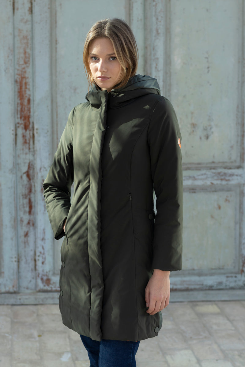 Hongo kacki green coat with hood