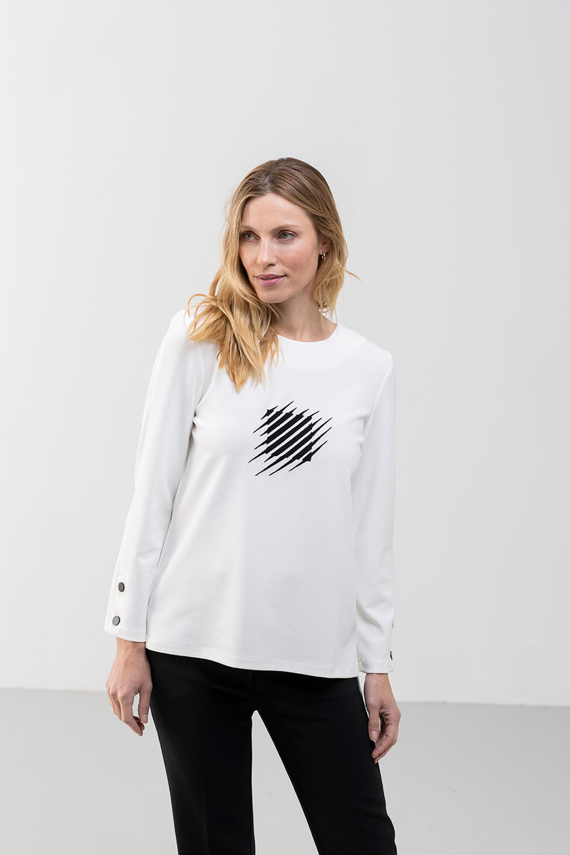 Hongo long sleeve top with diagonal pattern